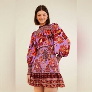 Farm Rio Sweet Floral Long Sleeve Minidress XL